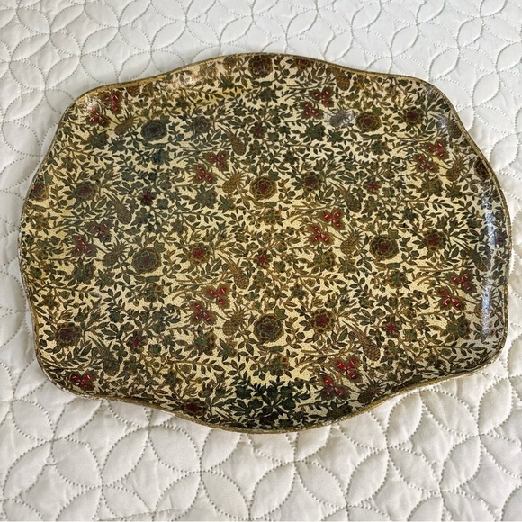 Vintage Floral Decorative Tray Pressed Board Decoupaged 12x15 inches - Picture 2 of 10